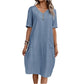 👗🌿 Avslappnad V-ringad sommarklänning med fickor