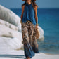 Chic halterneck leopardmönstrat byxset