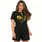 🌻👚 Avslappnat solrosprint T-shirt set