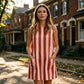 👗🌸 Chic retro-randig ärmlös miniklänning