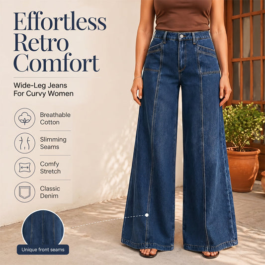 👖Jeans med hög midja och vida ben för damer – smickrande vintage-passform i denim ✨