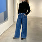 👖Jeans med hög midja och vida ben för damer – smickrande vintage-passform i denim ✨