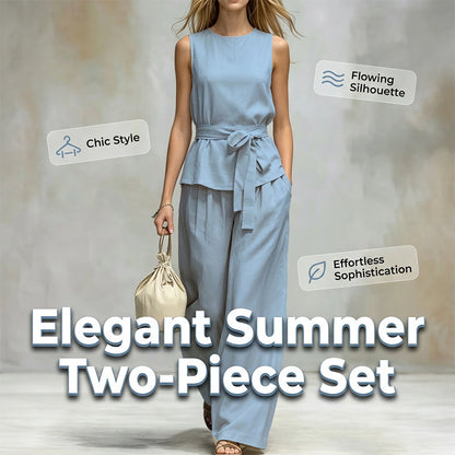 👗🌸 Elegant ärmlöst set med vida ben