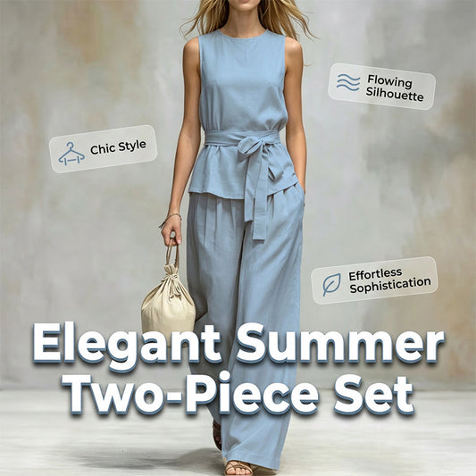 👗🌸 Elegant ärmlöst set med vida ben
