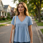 👚✨Elegant T-shirt med V-ringning för damer – smickrande halsringning, mjukt tyg och mångsidig – perfekt för vardagen, kontoret och fritiden – lätt att kombinera