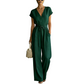 🌿 V-ringad jumpsuit med vida ben och fickor