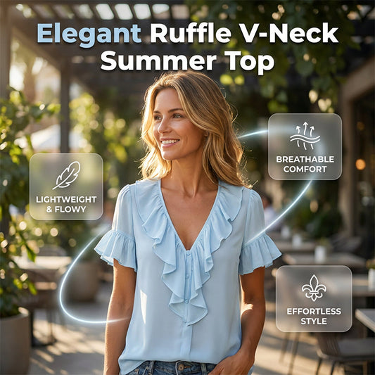 🌺👚 Elegant V-ringad volangtopp