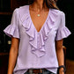 🌺👚 Elegant V-ringad volangtopp