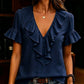 🌺👚 Elegant V-ringad volangtopp