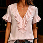 🌺👚 Elegant V-ringad volangtopp