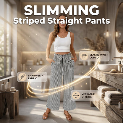 👖✨ Stripiga högmidjade vida ben-byxor