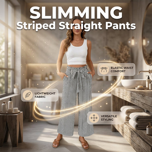 👖✨ Stripiga högmidjade vida ben-byxor