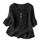 👚🌸 Broderad V-ringad topp med 3/4-ärmar