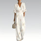 Elegant jumpsuit med V-ringning och tryck för damer
