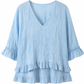 👚🌸 V-ringad volangkant topp