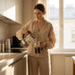 Avslappat tvådelat sätt för dam: V-hals topp + byxor