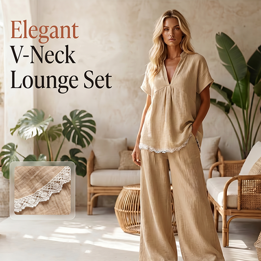 🌸 V-ringad loungeset med vida ben