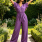 👗✨ V-ringad jumpsuit med rynkad midja