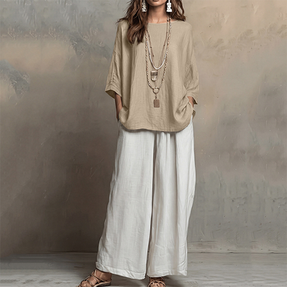 👚👖 Avslappnad topp & vida ben-set
