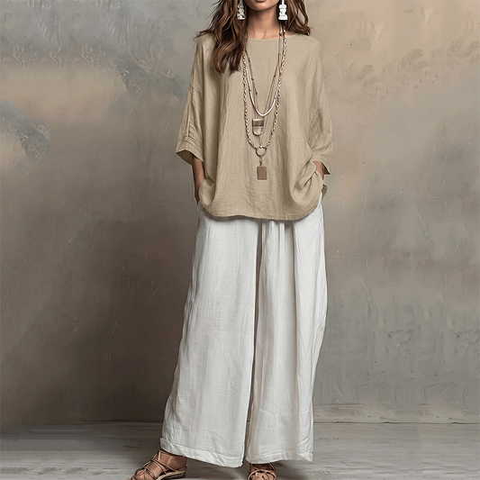 👚👖 Avslappnad topp & vida ben-set