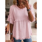 👚🌸 Avslappnad topp med volangärmar och fransdetaljer