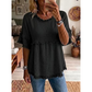 👚🌸 Avslappnad topp med volangärmar och fransdetaljer