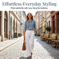 👚🌸 Elegant casual topp med mandarin-krage och prickveck