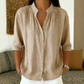 👚🌸 Elegant casual topp med mandarin-krage och prickveck