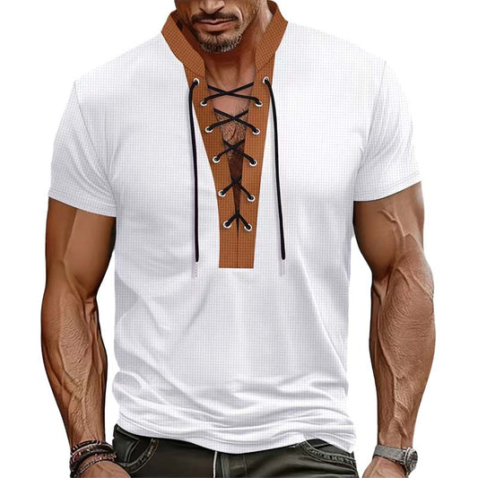 👕🔥 Modern herr t-shirt med textur och kontrastkrage