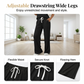 👚👖 Elegant ribbad set med knappdetalj och vid ben