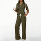👚👖 Elegant ribbad set med knappdetalj och vid ben