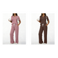 👚👖 Elegant ribbad set med knappdetalj och vid ben