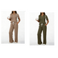👚👖 Elegant ribbad set med knappdetalj och vid ben