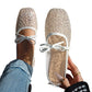 🌸 Eleganta platta mesh-skor med rosett och blommotiv