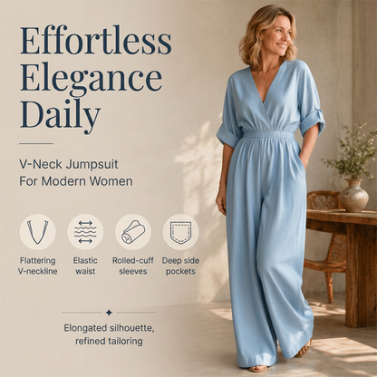 ✨ Elegant vida ben jumpsuit med V-hals för kvinnor