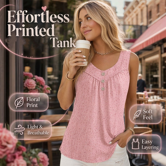 👚🌸 Mångsidig tank top med mjukt fall och tryck