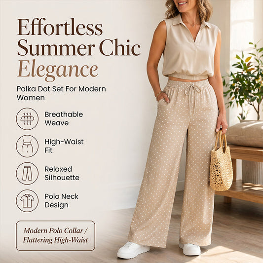 👚🌸 Lätt sommarset med crop top och matchande prickbyxor