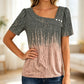 🌸 Kortärmad sommarblus med unik asymmetrisk hals
