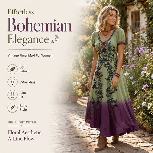 👗🌸 Mångsidig sommarklänning med V-ringning och blommönster