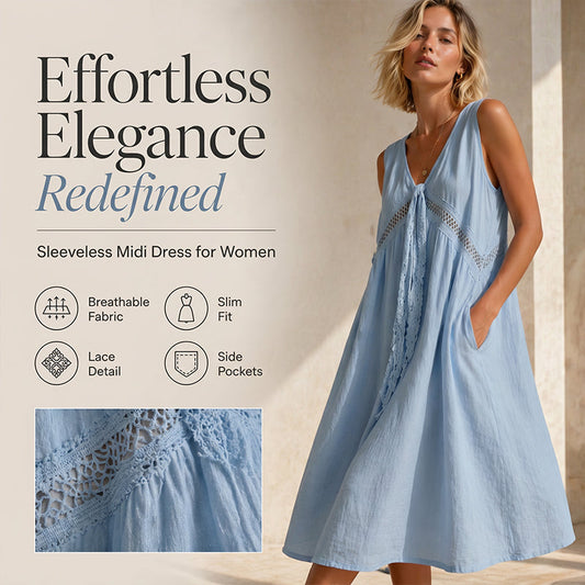 👗🌸 Romantisk spetsklänning med V-ringning och ärmlös design