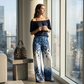 🌸 Mångsidigt off-shoulder set i leopardgradient för sommaren