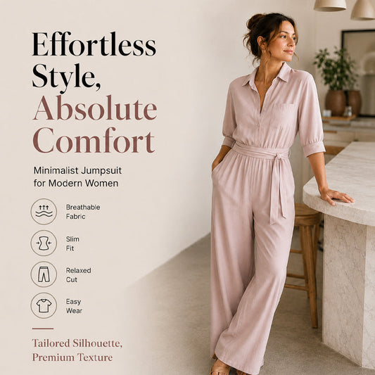 🌸 Kvinnlig jumpsuit med halvlånga ärmar och vida ben