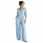 🌸 Kvinnlig jumpsuit med halvlånga ärmar och vida ben