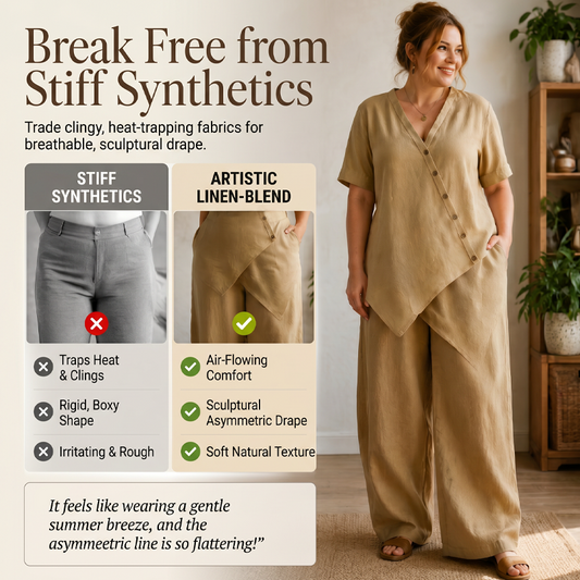 ✨ Kvinnlig asymmetrisk topp och vida ben-set i modern stil