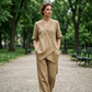 ✨ Kvinnlig asymmetrisk topp och vida ben-set i modern stil