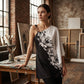 👗🌸 Asymmetrisk one-shoulder klänning med konstnärligt blomtryck