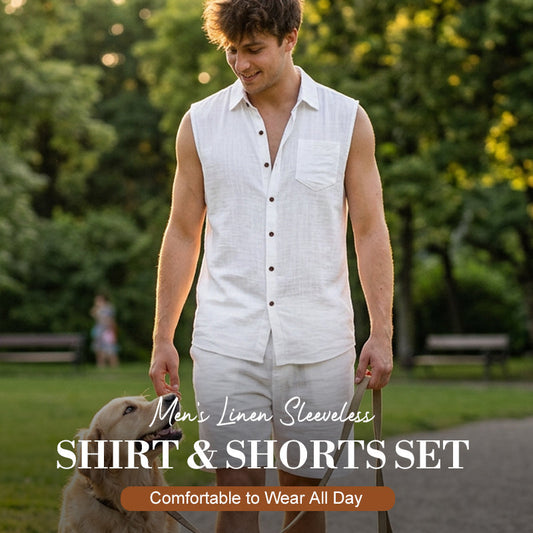 👕🌿 Avslappnat herrset med ärmlös topp och shorts