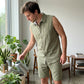 👕🌿 Avslappnat herrset med ärmlös topp och shorts