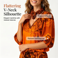 🌸 Avslappnad vintage set med V-hals och lätta byxor