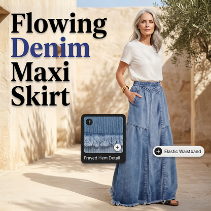 👗 Denim maxikjol med vertikala panelsömmar och resår